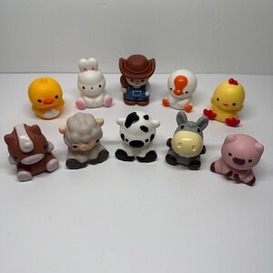 Farm Friends Lot of 10 Animal & Farmer Figure Set Toddler Toys Finger Puppets